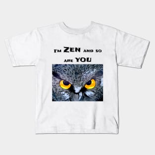Funny Angry  Owl Cartoon Style Kids T-Shirt